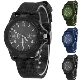 Fashion dwaterproof waterproof quartz watch army soldier military canvas strap fabric analogue watches sports wristwatch