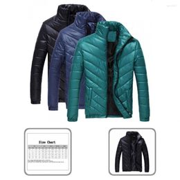 Men's Down Puffer Jacket Lightweight Coat No Static Water-Resistant Simple Full-Zip Winter