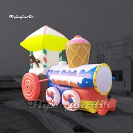 Advertising Inflatable Christmas Train Model New Year Decorations 4m Air Blow Up Train Replica Balloon With Ornaments For Event