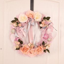 Decorative Flowers Wreaths Artificial Rose Flower Wreath Valentine's Day Home Decoration GCB16146