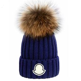 Fashion Accessorise Winter Caps Hats Women and Men Beanies with Real Raccoon Fur Pompoms Warm Girl Cap Snapback pompon Beanie Skull Caps