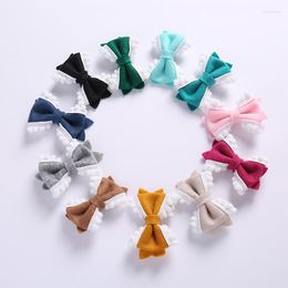 Hair Accessories Autumn Winter Felt Lace Bow Hairclips Fashion Handmade Baby Girls Cute Head Wear Knotbow Kids Hairpins For