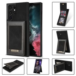 Shockproof Phone Cases for Samsung Galaxy S22 S21 S20 Note20 Ultra Note10 Plus - PU Leather Wallet Up and Down Flip Kickstand Cover Case with Card Slots