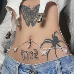 Other Stonefans Sexy Belly Button Ring Waist Chain for Women Fashion Butterfly Waist Chain Pendant Jewelry Body Accessories 221008