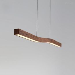 Pendant Lamps Modern Dinning Room LED Lights Nordic Wooden Lamp For Office/Bar Colour Dimming Hangting