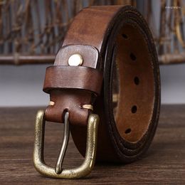 Belts Washed Retro Thickened Pure Cowhide Belt Italian Men's High Quality German Pin Buckle Trend All Match Jeans Wear Resistant BeltBel