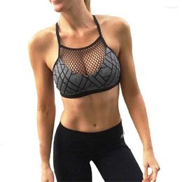 Yoga Outfit Sports Bra Fitness Vest Mesh Top Plus Size Crop Sport Women Gym Breathable Quick Dry