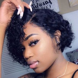 Synthetic Wigs Wig female short curly hair medium split wig small curly head black chemical Fibre hair female winding tube small curly hair 221010
