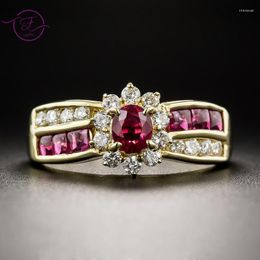 Wedding Rings Luxury Ruby Gold Ring Design Women's Jewelry Couple Engagement Fine Gifts Wholesale