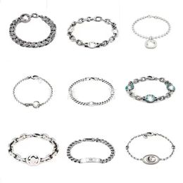 925 Silver Cuban Chain Enamel Bracelets Designer Jewellery Couple Classic Bracelet women Gift