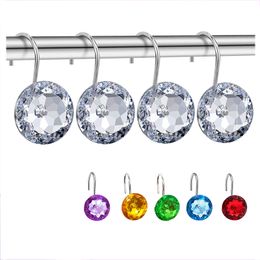 Curtain Poles 12Pcs Acrylic Curtain Hook Shower Rod Bathroom Shower Curtain Hanging Buckles Decorative Window Curtains Accessories 221008