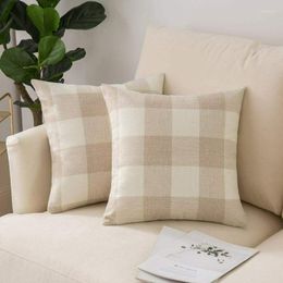 Pillow Multicolor Cotton Plaid Print Throw Cover Linen Sofa Zipper Case Home Ornament Household Accessories Gadget