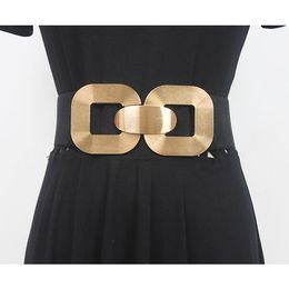 Wide waist closure women's outer elastic metal buckle belt decoration skirt shirt coat fashion versatile elastic belt