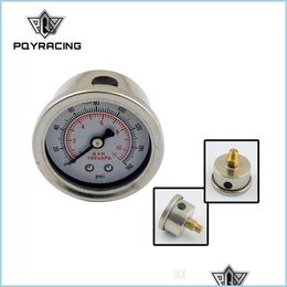 Oil Pressure Gauge Pqy Racing - Fuel Pressure Gauge Liquid 0-100 Psi / 0-160Psi Oil Black/White Face Pqy-Og33 Drop Delivery Dhcarpart Dh2Mz