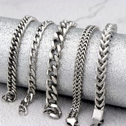 Link Bracelets Punk Chain Luxury Women's Stainless Steel Jewelry Paired Couple Bracelet For Men Homme Friendship Gift Wristband