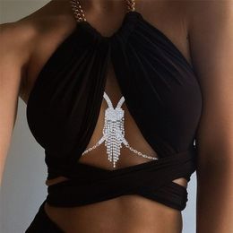 Other Sexy Heart Tassel Chest Bracket Bras Chain Body Jewellery For Women Body Chain Necklace Harness Bikini Beach Festival 221008