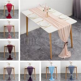 European simple wedding decoration Table Runners solid color polyester chiffon Table Cloths streamer de814