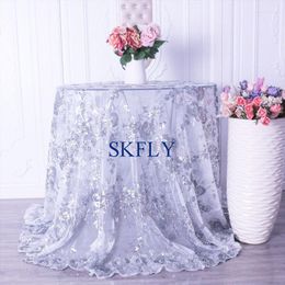 Table Cloth CL090C Arrival 2022 Gorgeous Good Quality Fancy Rose Gold Navy Embroidery Silver Sequin Lace Wedding Cloths