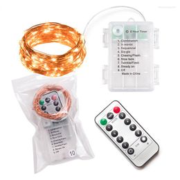 Strings Led String Lights 8 Functions 3 Remote Control Battery Box Copper Wire Light Christmas Decoration