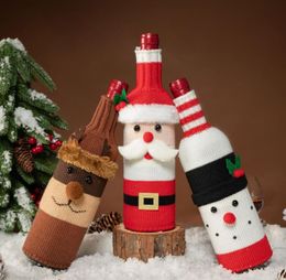 Cartoon Knitted Christmas Wine Bottle Set Decorations Santa Elk Christmas Products Supplies Xmas RRE14808