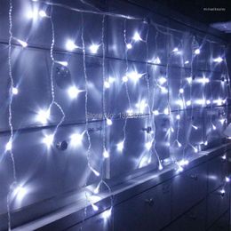 Strings 4 0.6M 96 LED Fairy String Curtains Light Window Icicle Lights Ideal For Indoor Outdoor Home Garden Christmas Party Wedding