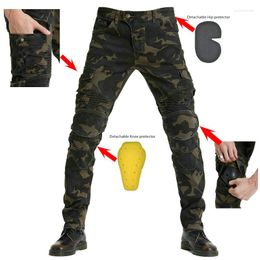 Men's Jeans Camouflage Mens Motorcycle Riding Blue Black Army Green Racing Pants With Protective Gear Anti-fall EW06