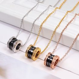 Fashion Necklace Designer Jewellery luxury diamond jewellery Platinum Rose Gold chain black Ceramic spring pendant necklaces wedding Gift for Women wholesale