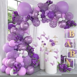 Other Festive Party Supplies Butterfly Pink Purple Balloon Garland Arch Kit Birthday Decor Girl Baby Shower Latex Ballon Chain Wedding 221010