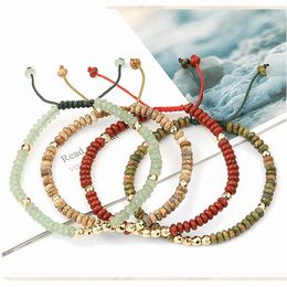 Bohemian 4mm Healing Stone Beads Bracelets for Women Men Semi-precious Adjustable Handmade Gemstone Crystal Beaded Bracelet