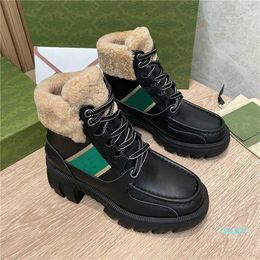 Designer Ladies Boots Martin Boot Booties Shoes With Stripe Fashion Merino Wool Lining Platform Winter 2022