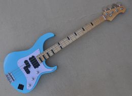 4 Strings Sky Blue Electric Bass with 21 Frets Maple Fingerboard Two Inputs Can be Customised As Request