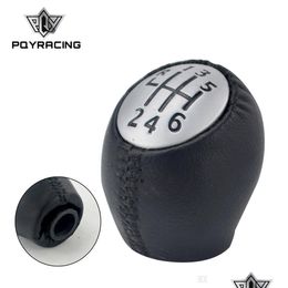 Shift Knob Pqy - Leather 6 Speed Manual Car Gear Shift Knob Styling For Renat Megane Scenic Laguna Espace Master Vauxhal Op Dhcarpart Dhmy9