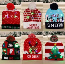 LED Funny Christmas Hat Decorations Novelty Light-up Colorful Stylish Beanie Cap Knitted Xmas Party CPA4250 Wholesale