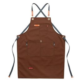 Cowboy apron Korean fashion barber floral artist men and women overalls coffee shop JNB16113