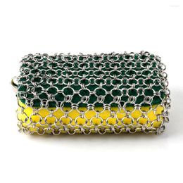 Jewellery Pouches 316L Stainless Steel Pot Cleaning Brush Ring Net Yellow Sponge Metal Wash Household Tool