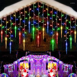 Strings 5m-36M LED Curtain Icicle String Lights Christmas Decoration Garland 8 Modes Festoon Waterfall Outdoor Eaves Garden Street Decor