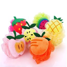 Home Bath Brushes Colour lovely bath flowers fruit shape children baths balls sponges kids Scrubbers products LT086