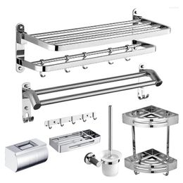 Bath Accessory Set 304 Stainless Steel Bathroom Hardware Mirror Plate Towel Rack Silver Bar Polished Saop Dish Wall Mounted Shelf