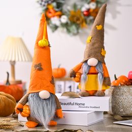 Festive Fall Thanksgiving Decorations Harvest Gnomes Plush Elf Dwarf Doll Figurine with Pumpkin Autumn Maple Leaves PHJK2210