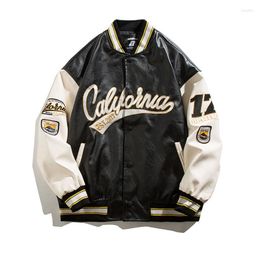 Mens Jackets Fashion Leather Oversize Baseball Uniform Jacket Autumn Spring Coats Letter Print Student Varsity Hiphop