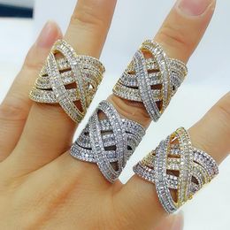 Wedding Rings GODKI Luxury 4 Layers Twist Bold With Zirconia Stones 2022 Women Engagement Party Jewellery High Quality