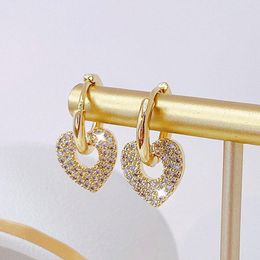 Backs Earrings Clip-on & Screw Back Cute Minimalist Heart Romantic Elegant Opening Gold Color Exquisite Luxury All-match Trendy Lady