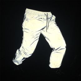 Men's Pants Brand Trousers Reflective Fluorescent Hip Hop Casual Sports Night light Joggers streetswear sweatpants 221008