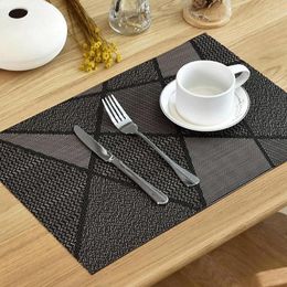 Table Mats 6Pcs Europe Style Placemat Waterproof Decoration Mat Heat-Resistant Dishes Tableware For Black