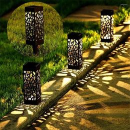 Outdoor Solar Lawn Lights Waterproof Hollow Out LED Light Floor Lamps With Control Sensor Garden Villa Park Decoration Lighting