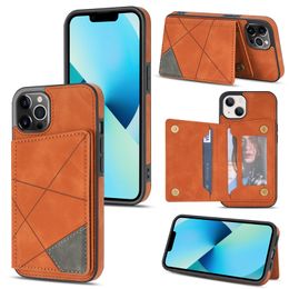 Retro Magnetic Folio Geometric Print Phone Cases for iPhone 14 13 12 Mini 11 Pro Max XR XS 7 8 Plus Durable Multiple Card Slots Leather Wallet Clutch Bracket Back Cover