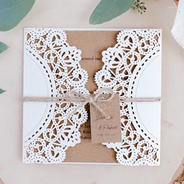 Greeting Cards 1 Set Laser Cut Wedding Invitations Card Retro Bridal Shower Decor Gift Kits Event Party Supplies