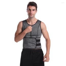 Men's Body Shapers Men's Men Shaping Vest Zipper Fitness Sweat Sauna Gym Yoga Waist Trainer Spandex Workout Corset Slimming Adjustable