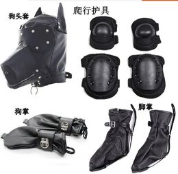 Sex Furniture Fun dog's head set male and female dog slave crawling kneepad palm foot foot handcuffs shackles with SM A1