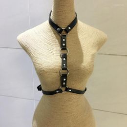 Belts Fashion Handmade Rock Halterneck Choker Leather Harness Body Bondage Cage Punk Metal Waist Belt Straps Suspenders